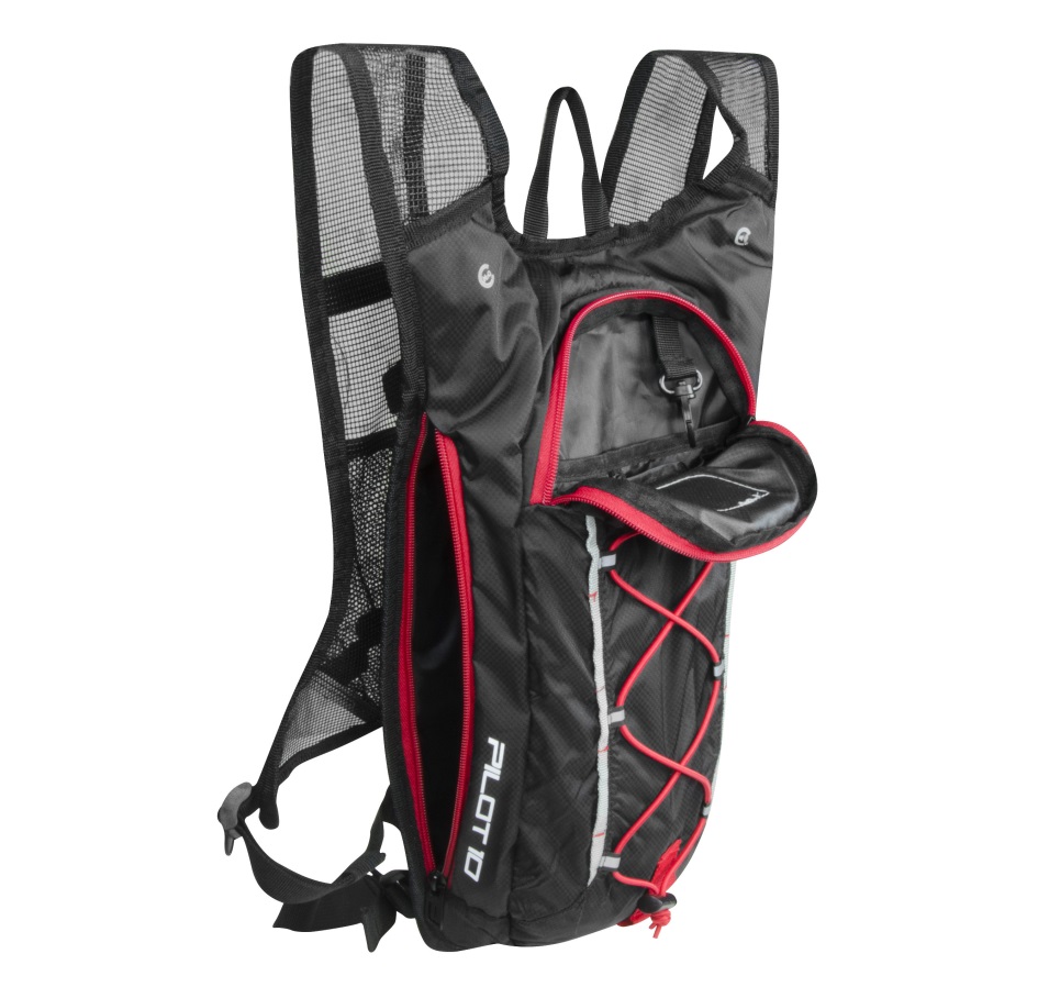 batoh FORCE PILOT PLUS 10 l+2L rez.,černo-červ.