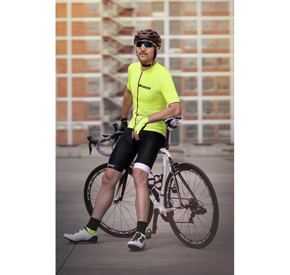 bibshorts FORCE B51 with pad, black-white