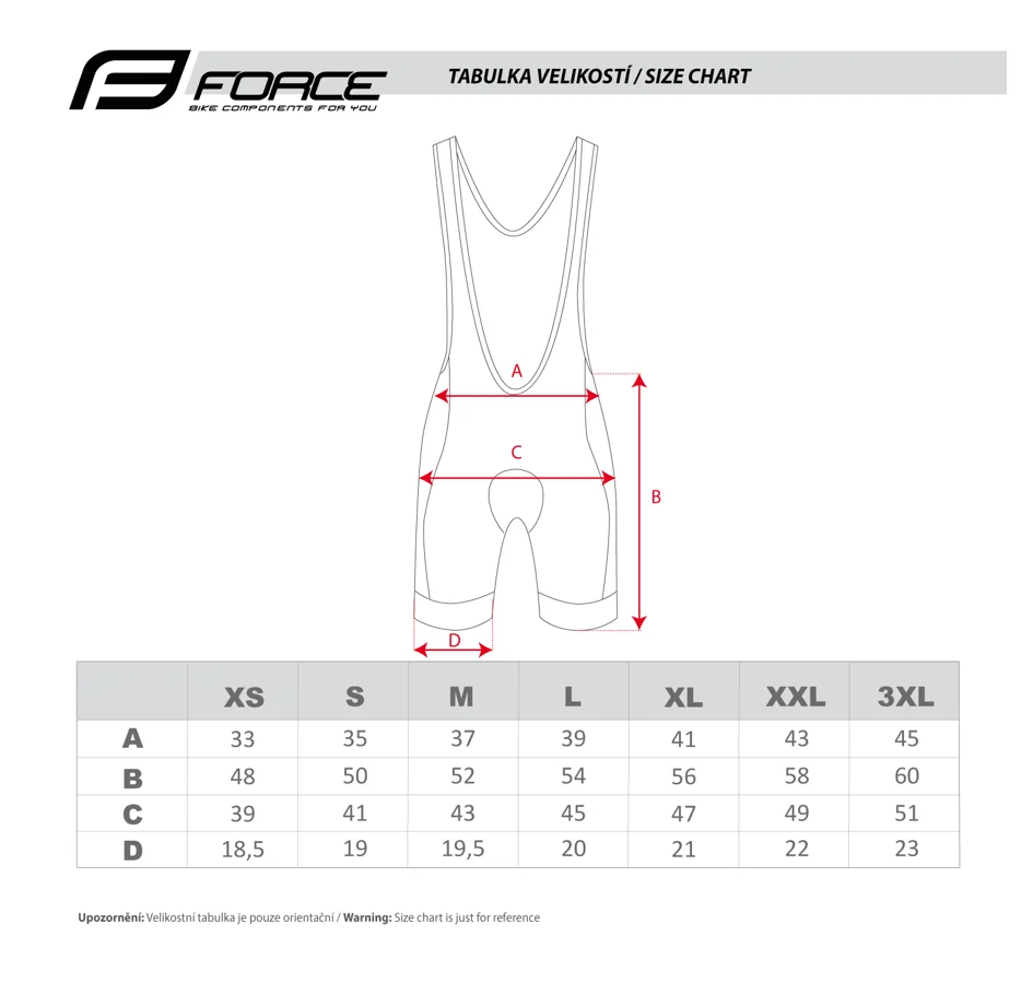 bibshorts FORCE B51 with pad, black-white