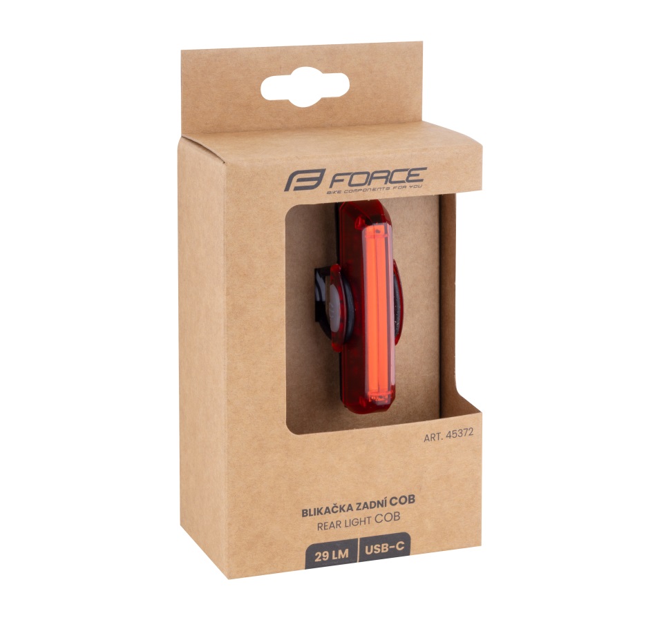 blikačka zadní FORCE COB 29LM, 16x LED, USB