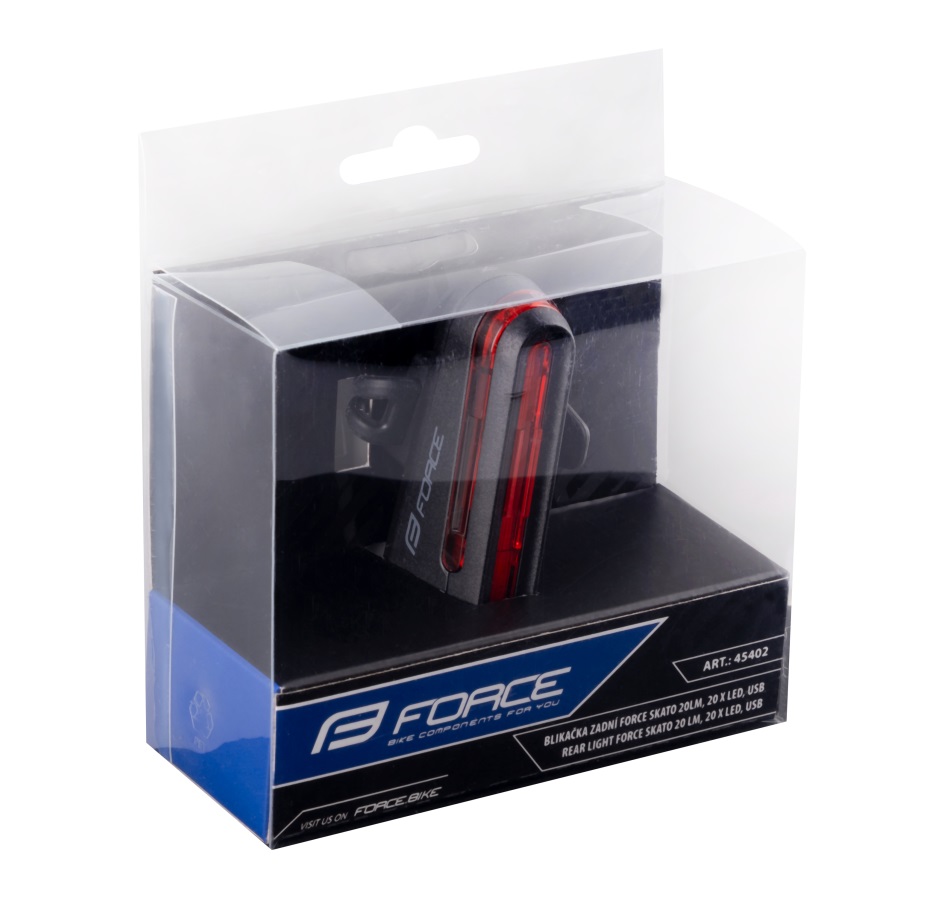 blikačka zadní FORCE SKATO 20LM, 20 x LED, USB