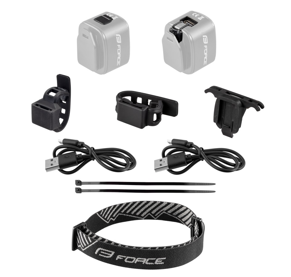 blikačky sada FORCE FLEA 200 LM, USB přední+zadní