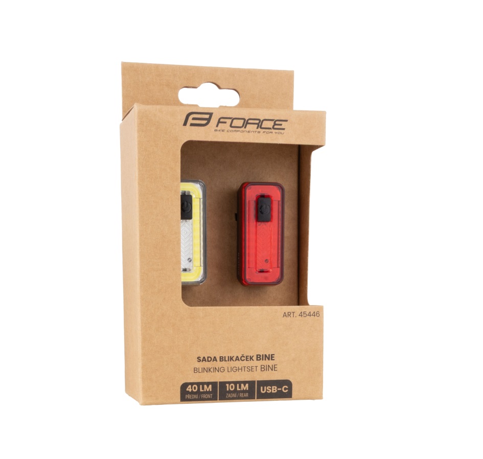 blinking lightset FORCE BINE USB front w+rear red
