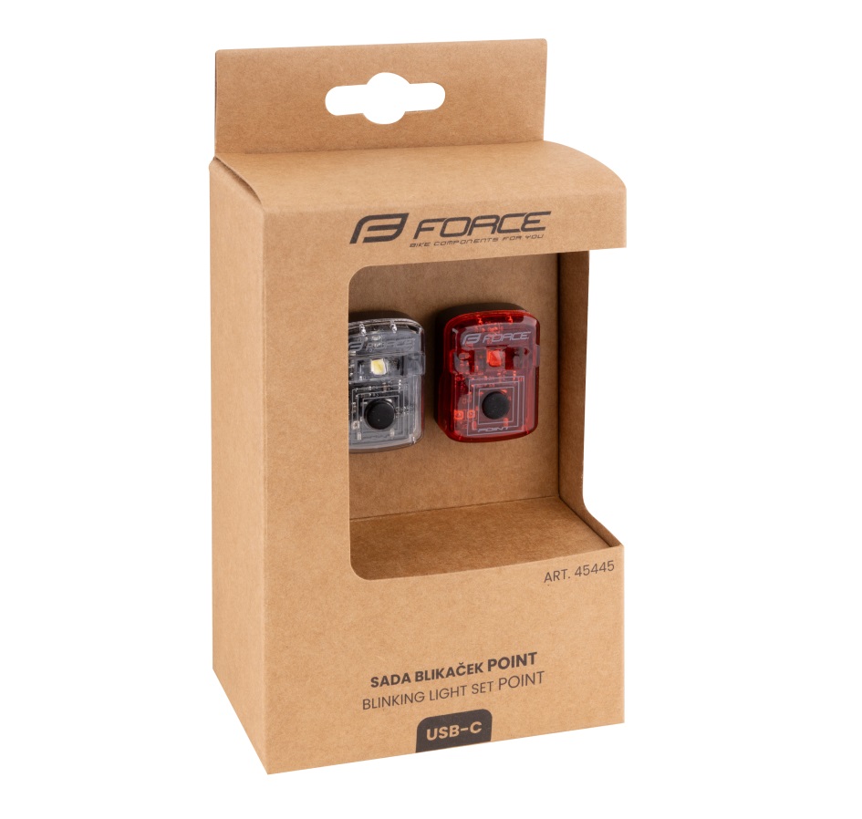 blinking lightset FORCE POINT USB front w+rear red