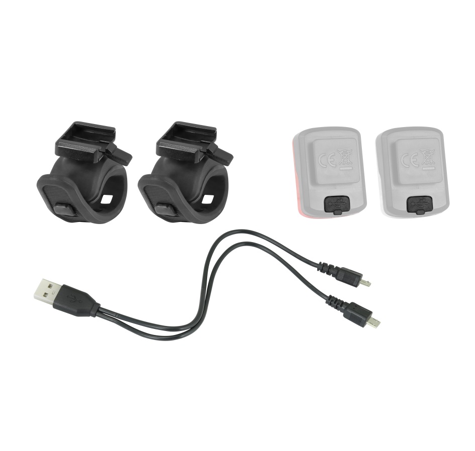 blinking lightset FORCE POINT USB front w+rear red