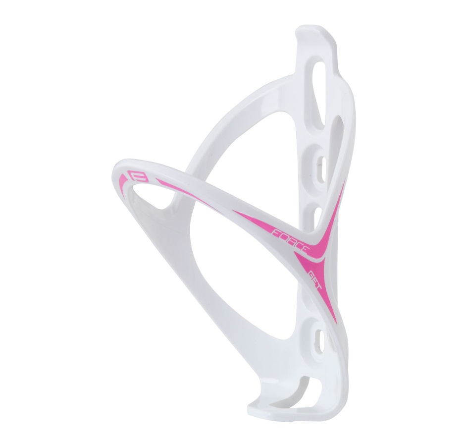 bottle cage FORCE GET plastic,white-pink glossy