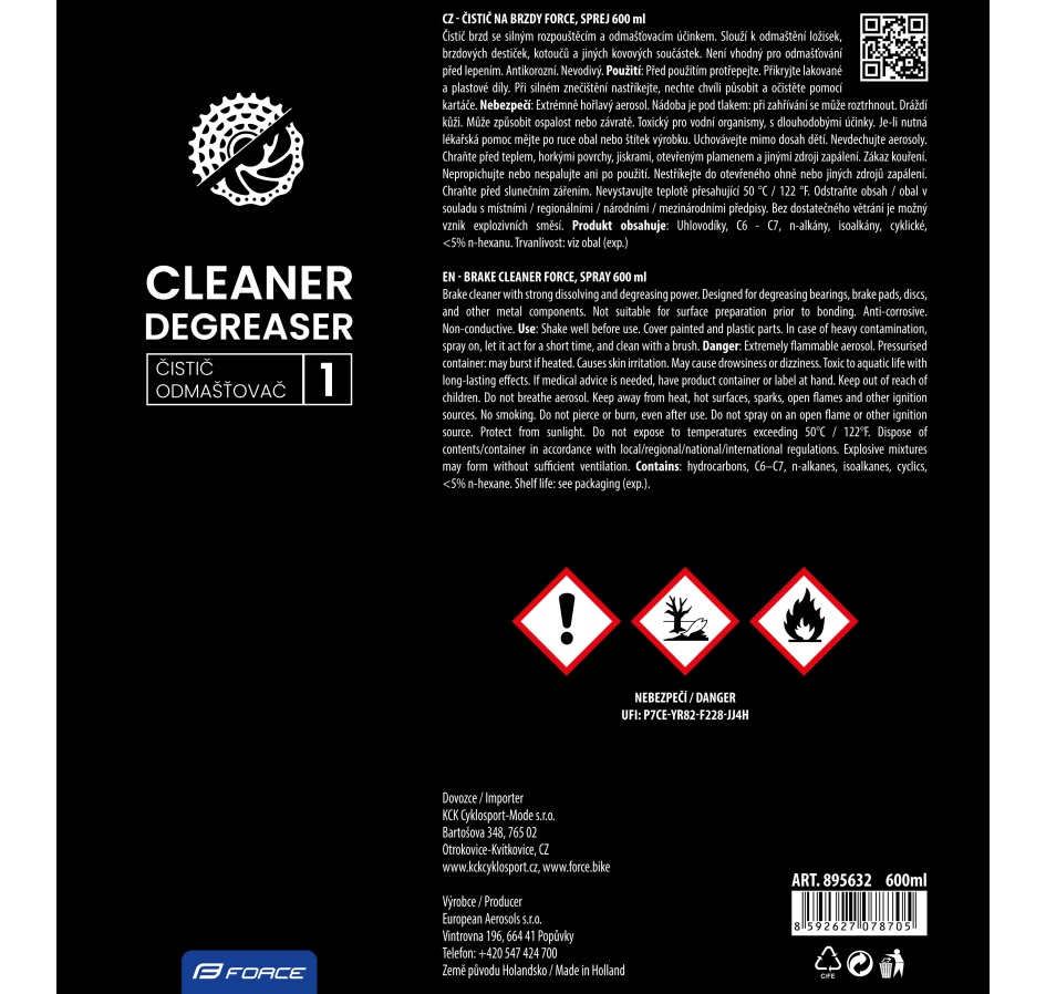 brake cleaner FORCE, spray 600 ml