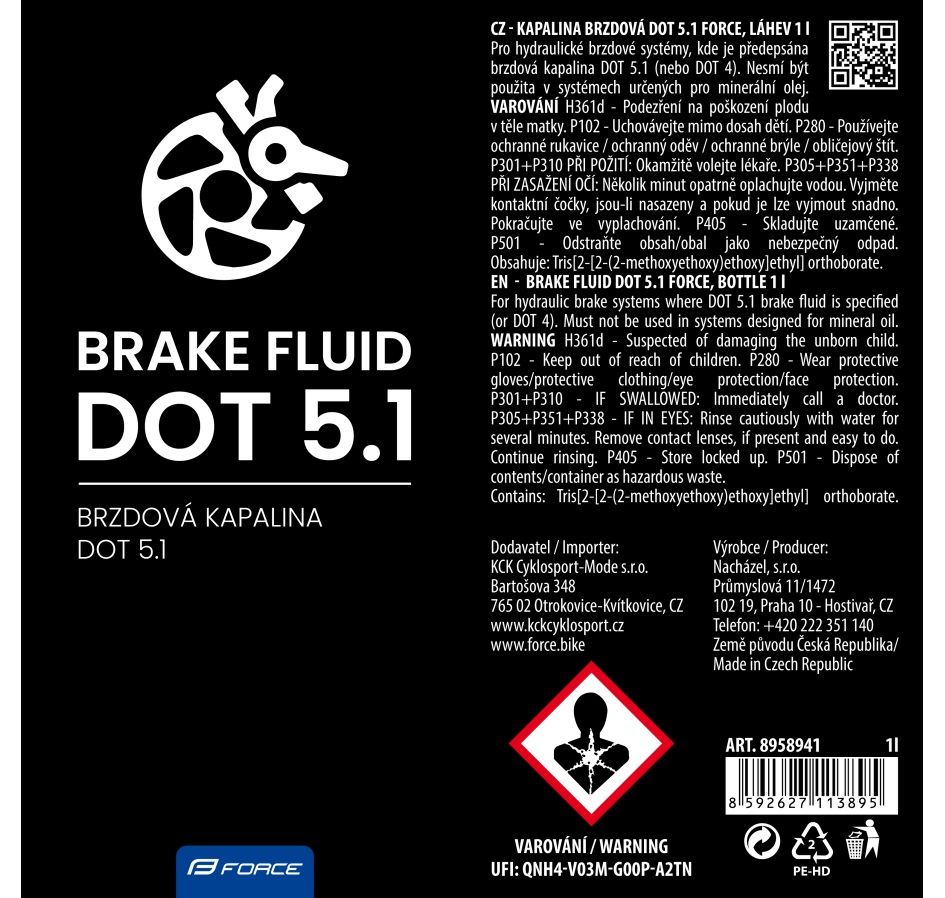 brake fluid DOT 5.1 FORCE, bottle 1 l