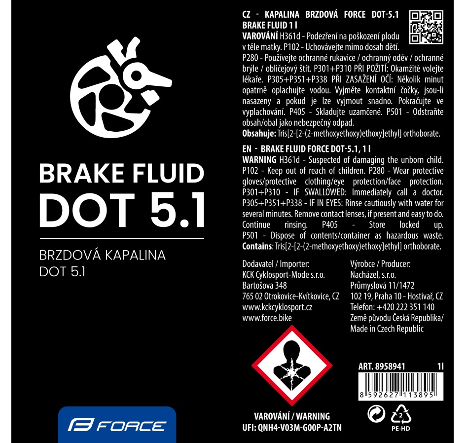 brake fluid FORCE DOT-5.1, 1 l 