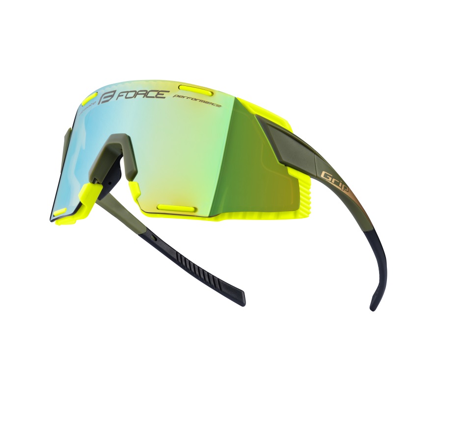 brýle FORCE GRIP army-zlaté, zlaté revo sklo