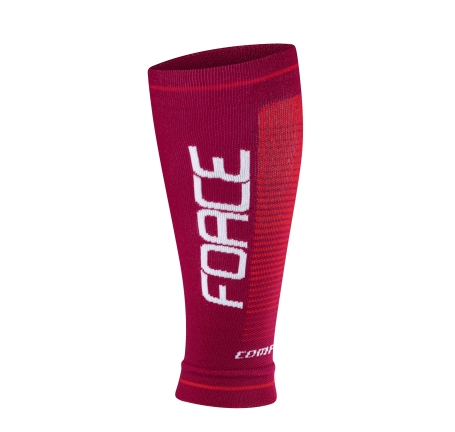 calf sleeves FORCE COMPRESS, claret-red