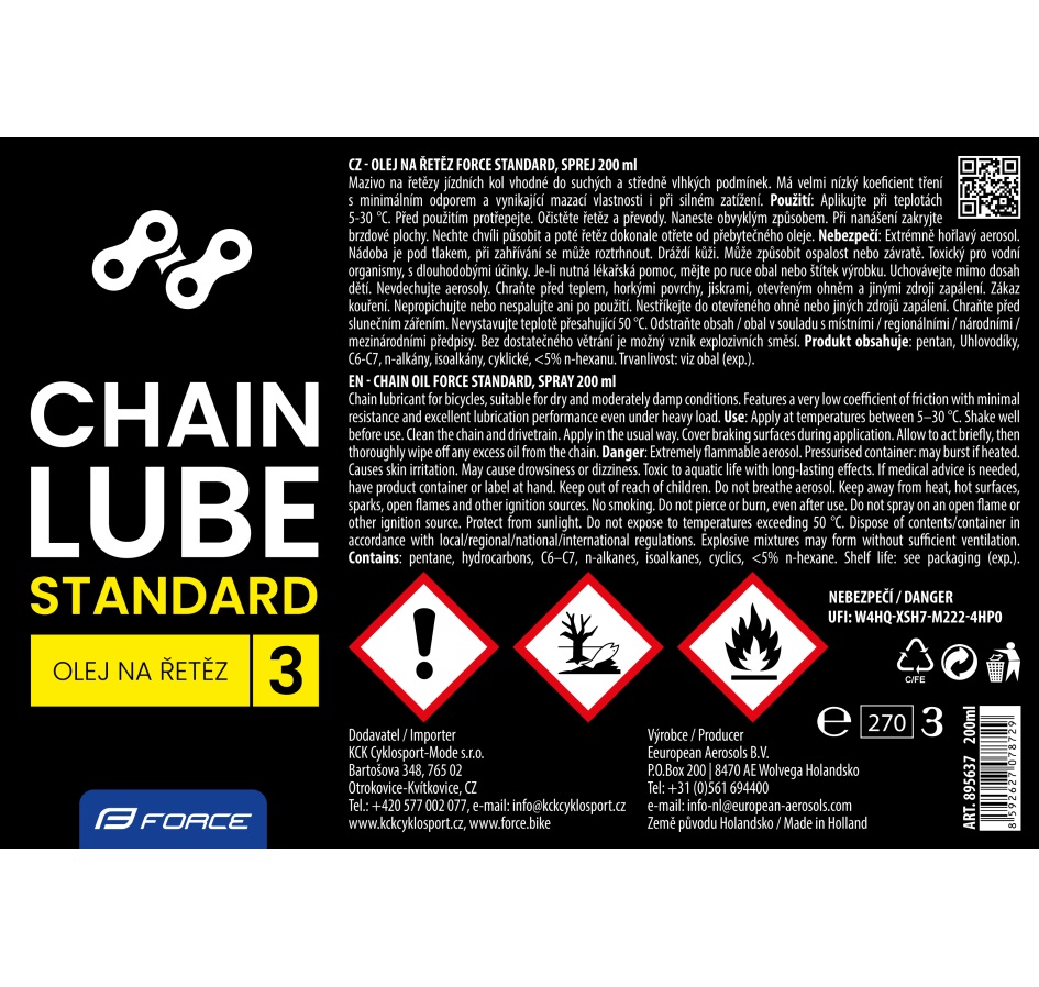 chain oil FORCE STANDARD, spray 200 ml