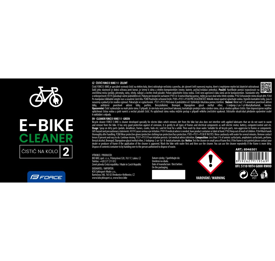 čistič FORCE E-BIKE k doplnění - 1l - zelený