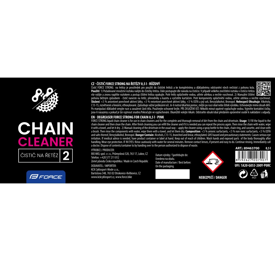 degreaser F STRONG for chain -0,5 l, bottle - pink