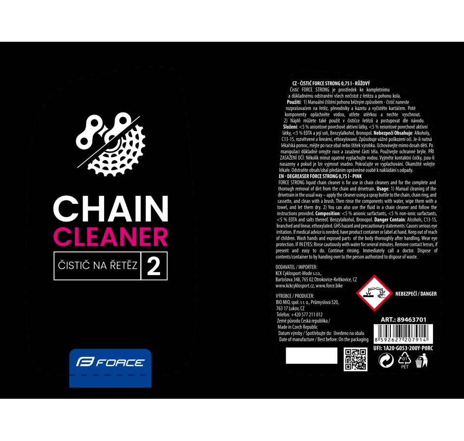 degreaser F STRONG for chain sprayer 0,75 l - pink