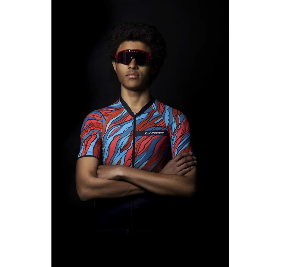 dres F LIFE UNI kr. rukáv, črn-petrol-červený