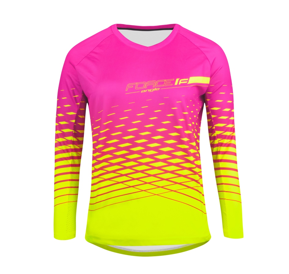 dres F MTB ANGLE LADY dl. rukáv, růžovo-fluo S