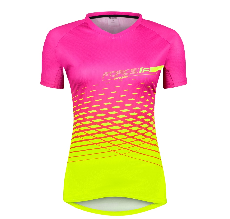 dres F MTB ANGLE LADY kr. rukáv, růžovo-fluo