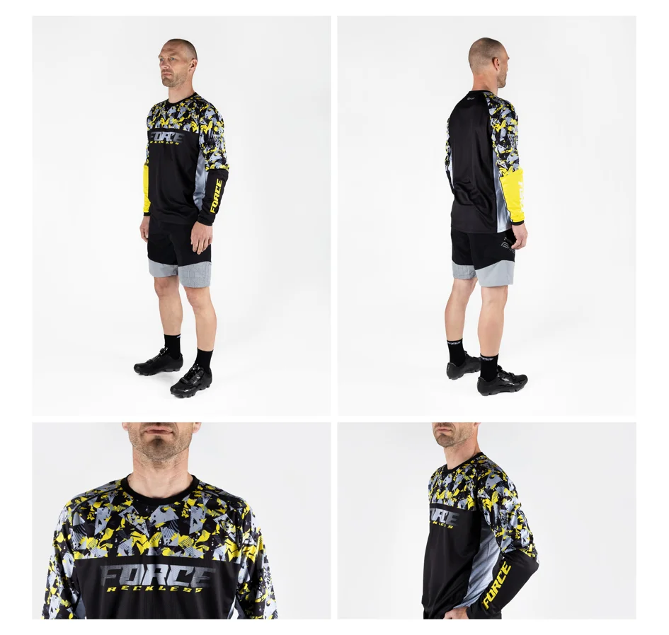 dres F RECKLESS dl. rukáv, černo-žluto-šedý