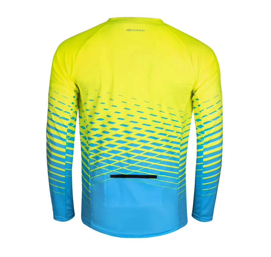 dres FORCE MTB ANGLE dlouhý rukáv, fluo-modrý