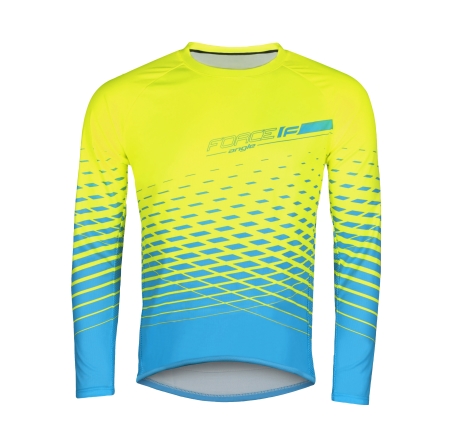 dres FORCE MTB ANGLE dlouhý rukáv, fluo-modrý