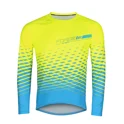 dres FORCE MTB ANGLE dlouhý rukáv, fluo-modrý L