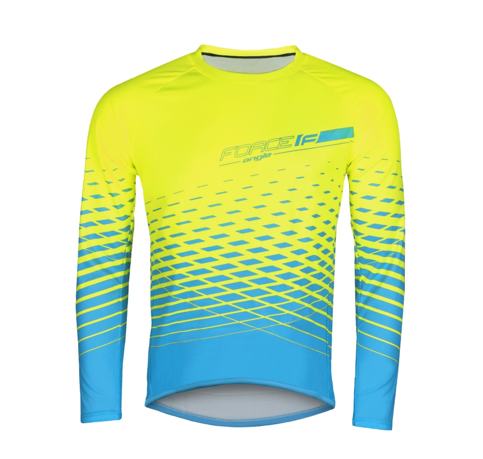 dres FORCE MTB ANGLE dlouhý rukáv, fluo-modrý L