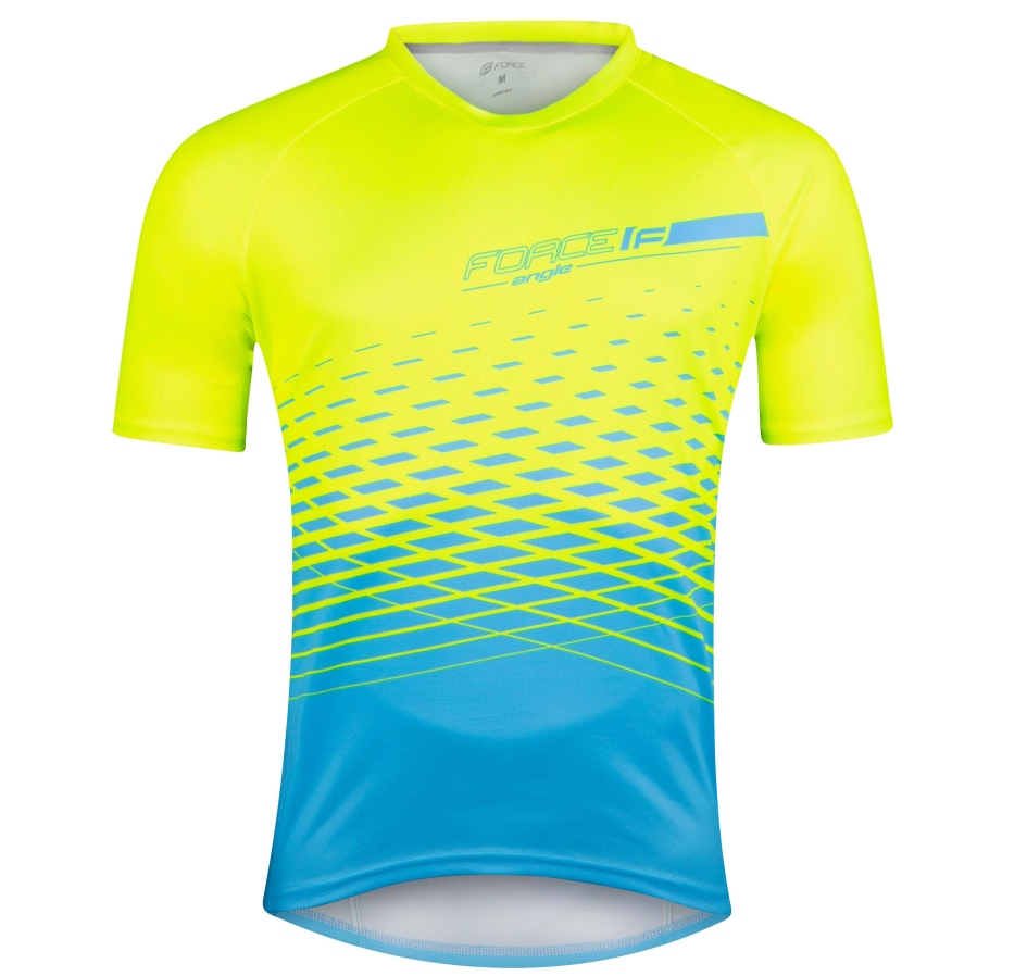 dres FORCE MTB ANGLE kr. rukáv, fluo-modrý