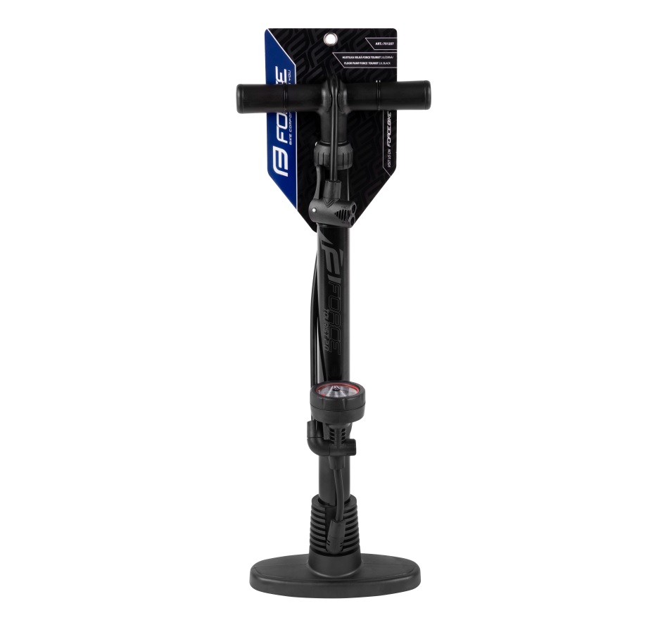 floor pump FORCE TOURIST 2.0 steel, 11 bar, black