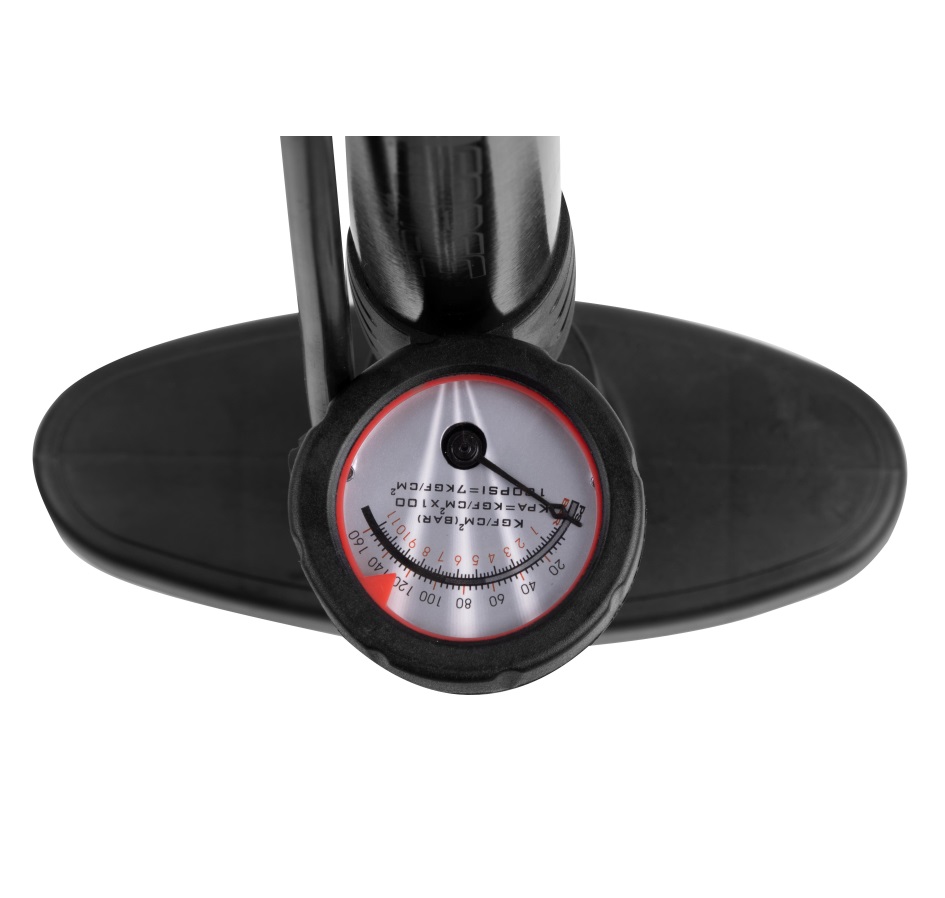 floor pump FORCE TOURIST 2.0 steel, 11 bar, black