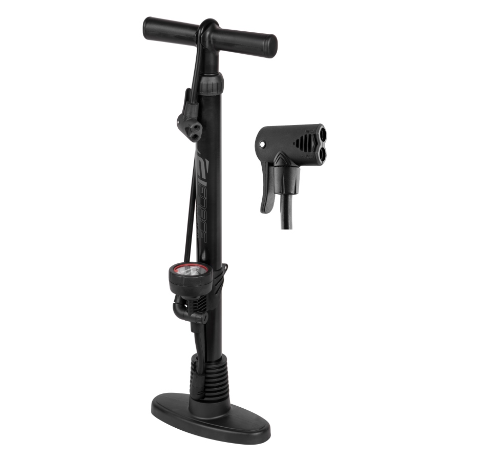 floor pump FORCE TOURIST 2.0 steel, 11 bar, black