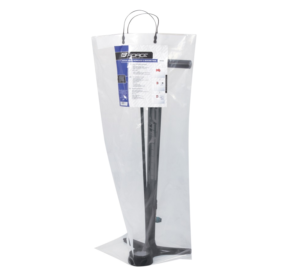 floor pump FORCE WORKSHOP Al 16,5 bar, black