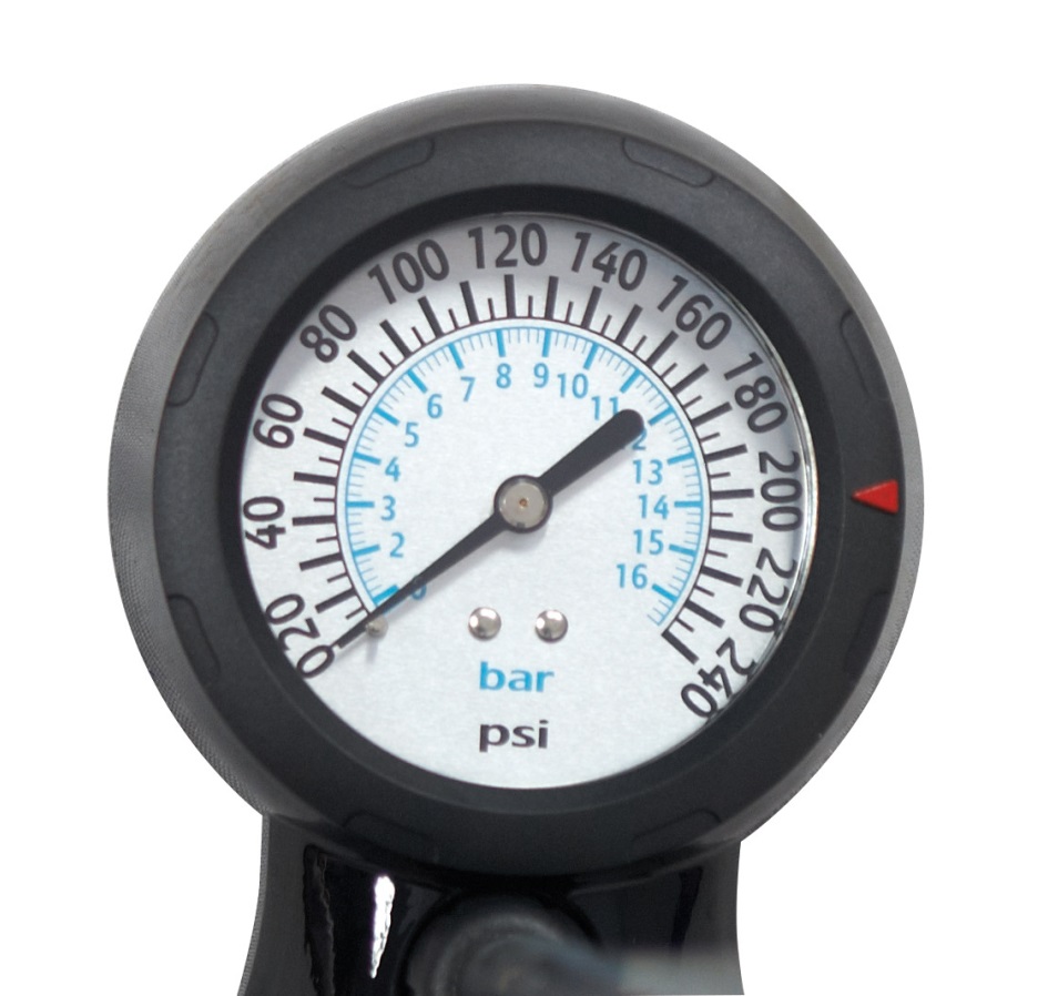 floor pump FORCE WORKSHOP Al 16,5 bar, black
