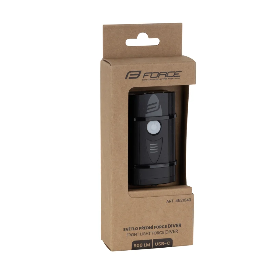 front light FORCE DIVER 900 LM, USB, black