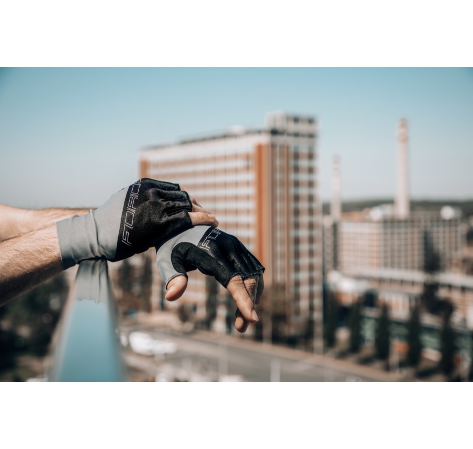 gloves FORCE EVEN w/o fastening, grey-black