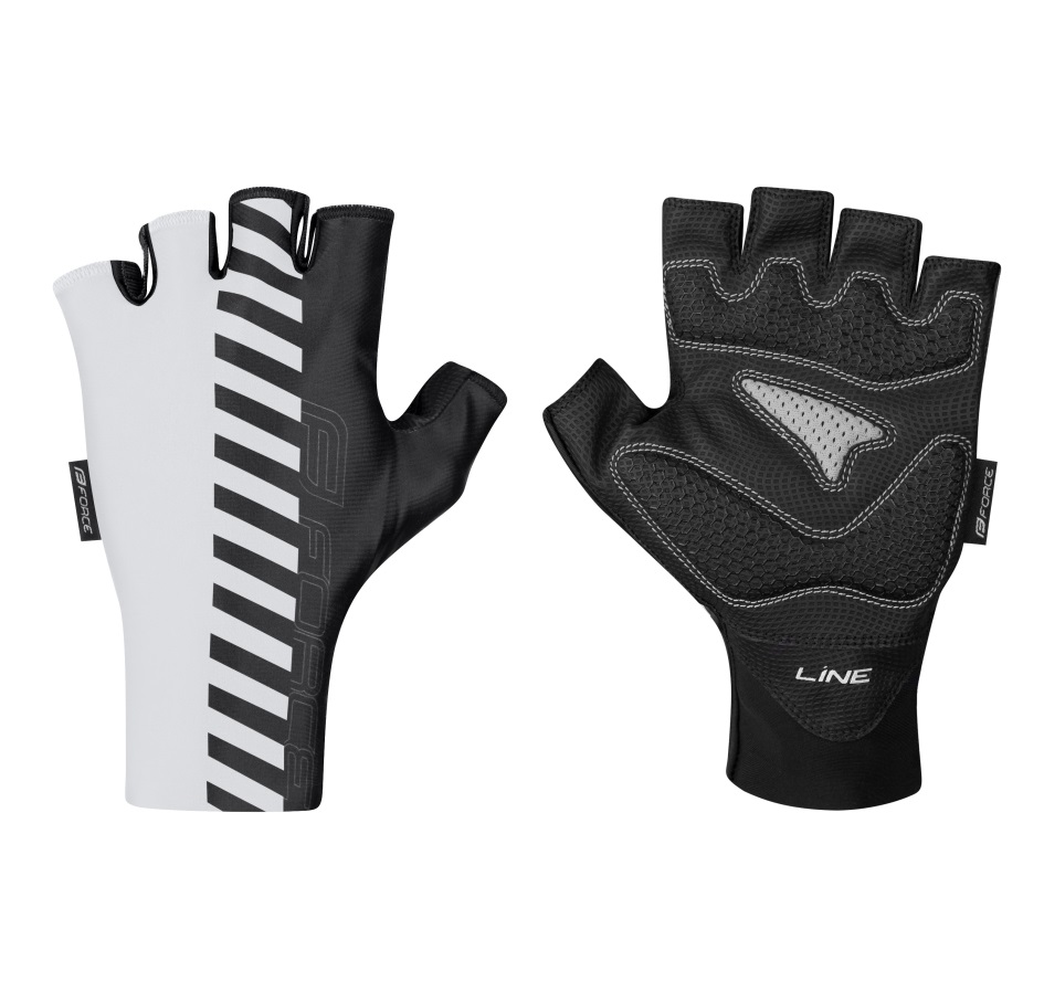 gloves FORCE LINE w/o fastening, white-black