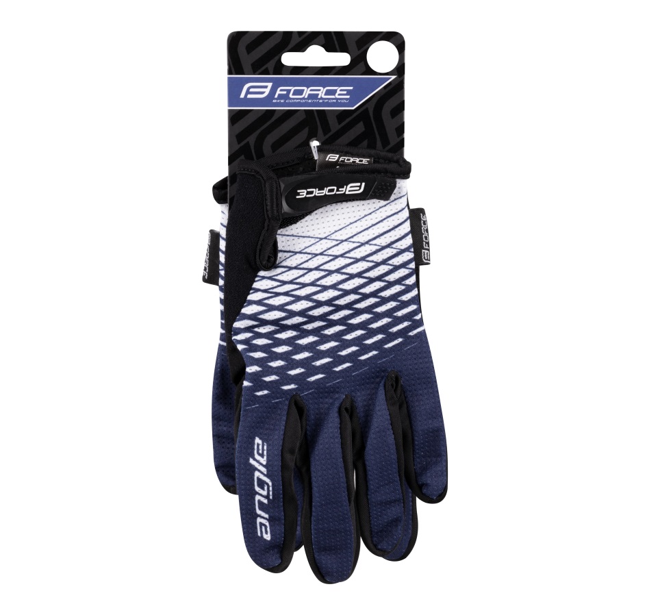 gloves FORCE MTB ANGLE summer, white-blue