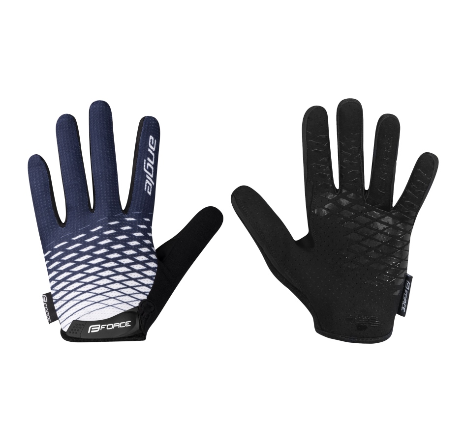 gloves FORCE MTB ANGLE summer, white-blue M