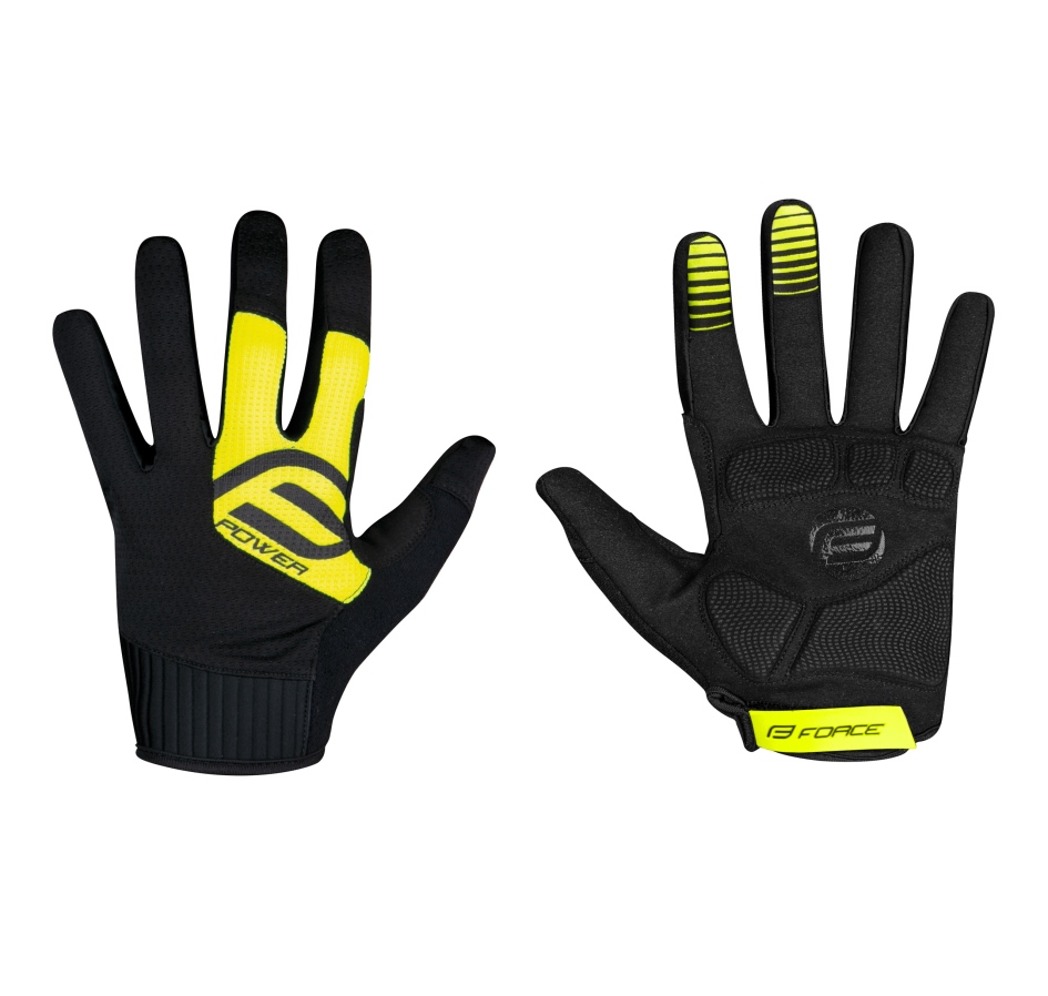 gloves FORCE MTB POWER, black-fluo