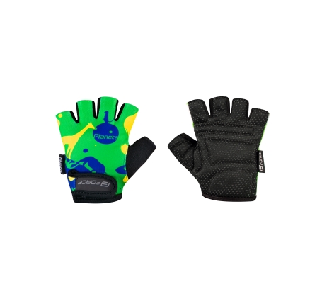 gloves FORCE PLANETS KID, green-yellow L