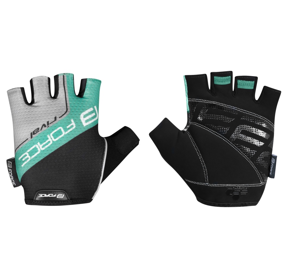 gloves FORCE RIVAL, black-turquoise L