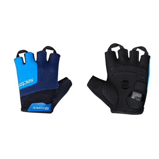 gloves FORCE SECTOR gel, black-blue