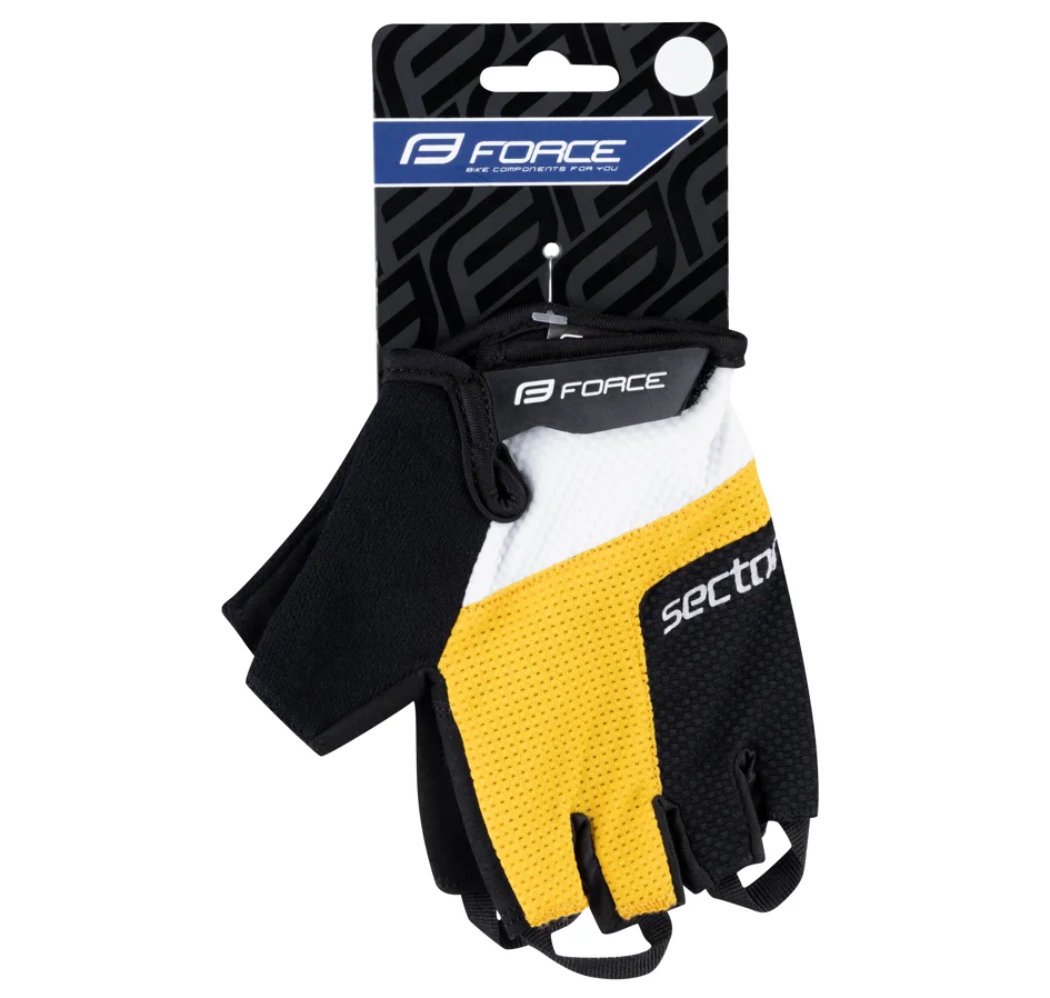 gloves FORCE SECTOR gel, black-yellow 