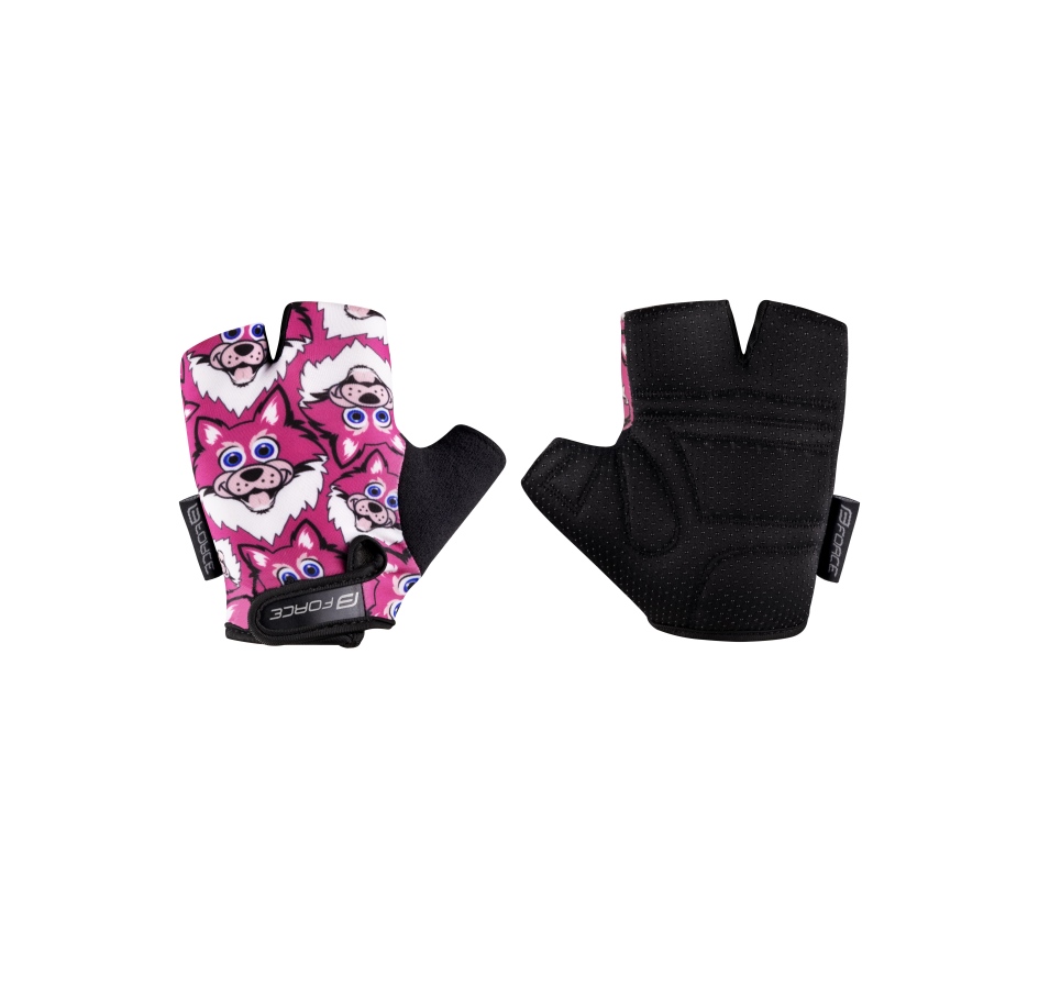 gloves FORCE WOLFIE KID, pink XL