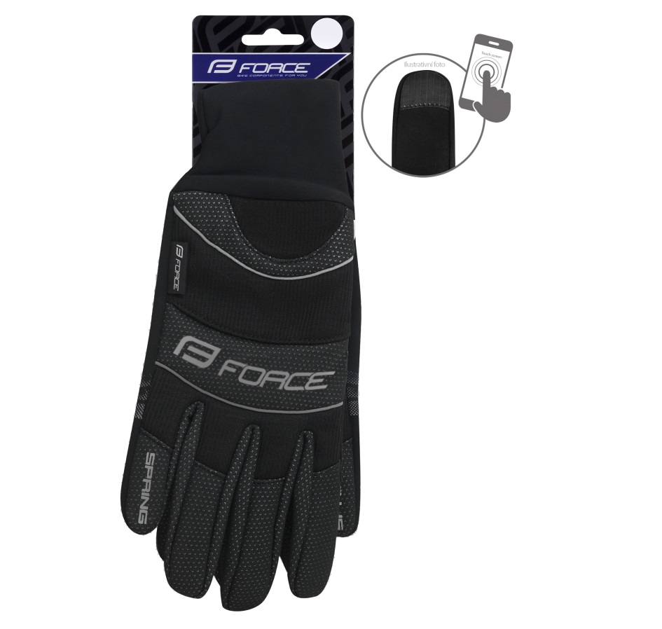 gloves winter FORCE WINDSTER SPRING, black