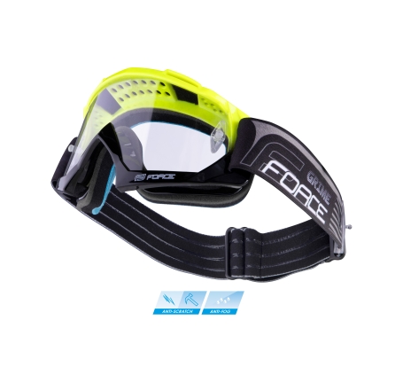 goggles FORCE GRIME downhill bl-fluo, clear lens