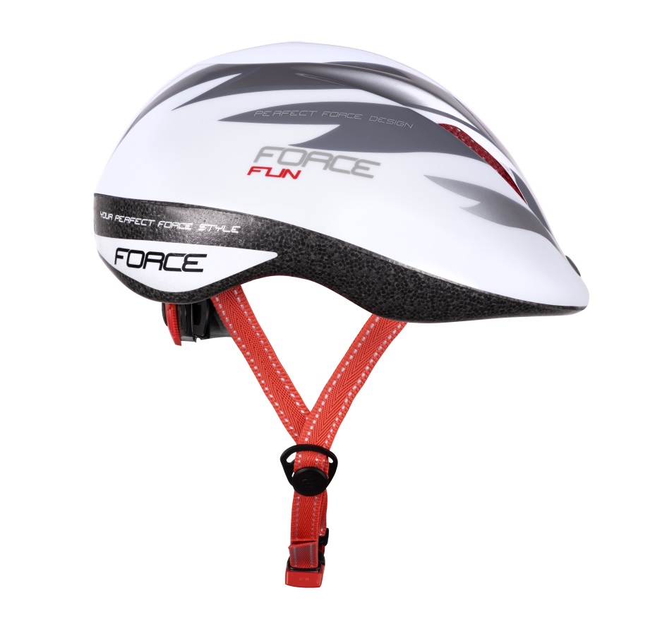 helmet FORCE FUN STRIPES child, white-grey-red  