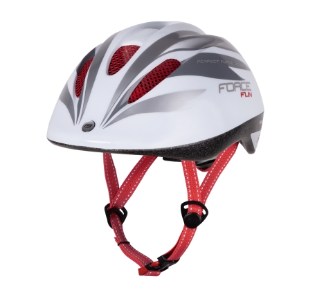 helmet FORCE FUN STRIPES child, white-grey-red  
