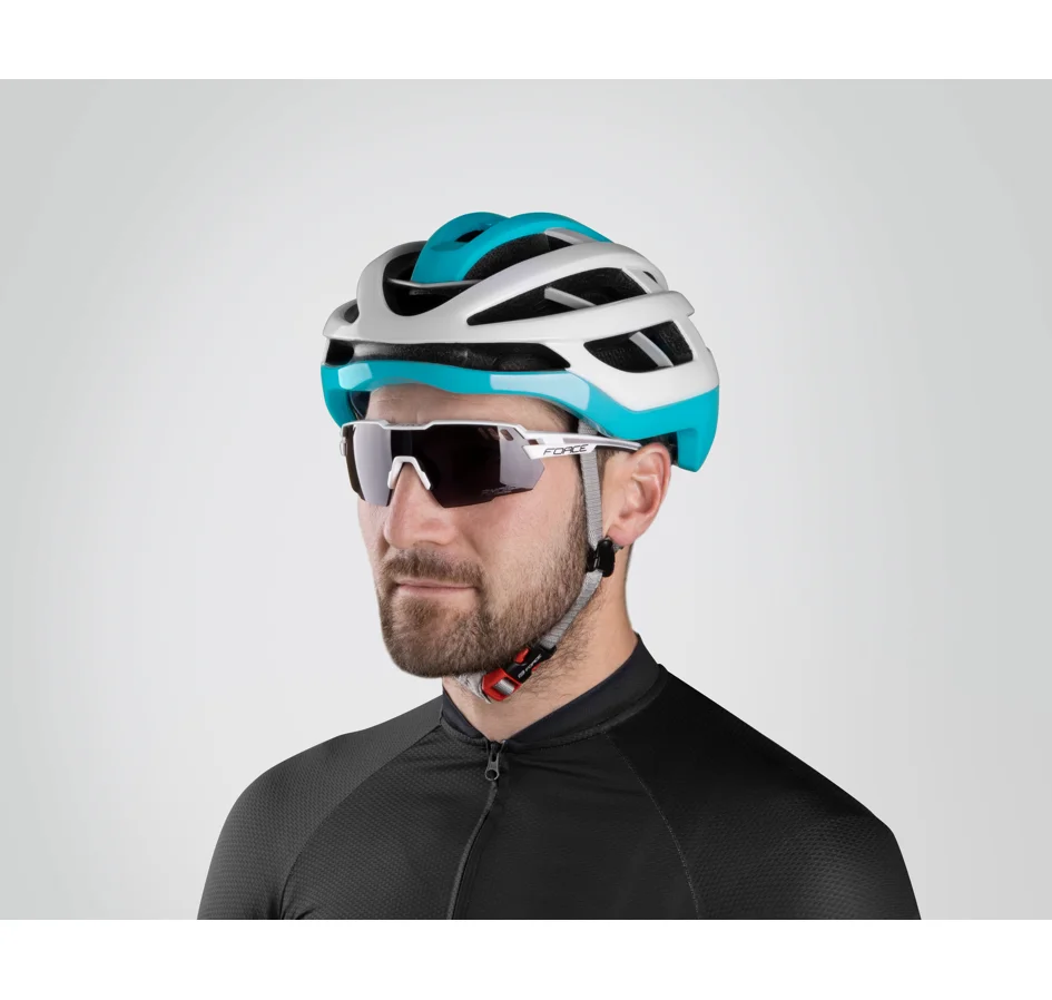 helmet FORCE LYNX, white-turquoise