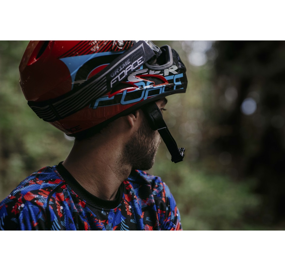 helmet FORCE TIGER downhill, red-blk-blue